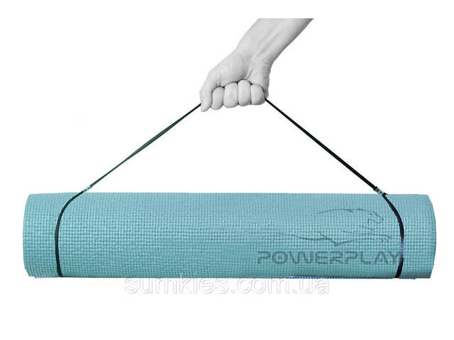 Килимок для йоги та фітнесу PowerPlay 4010 PVC Yoga Mat Зелений (173x61x0.6) - Фото 2