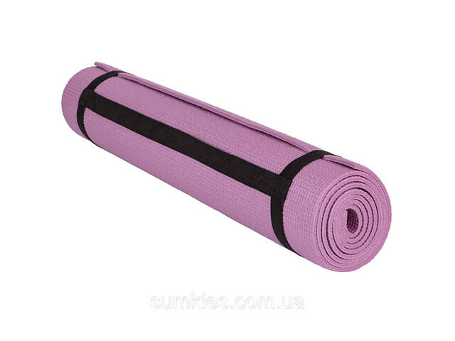Килимок для йоги та фітнесу PowerPlay 4010 PVC Yoga Mat Рожевий (173x61x0.6) - Фото 4