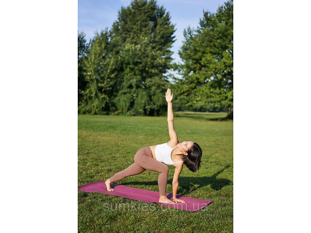 Килимок для йоги та фітнесу PowerPlay 4010 PVC Yoga Mat Рожевий (173x61x0.6) - Фото 8