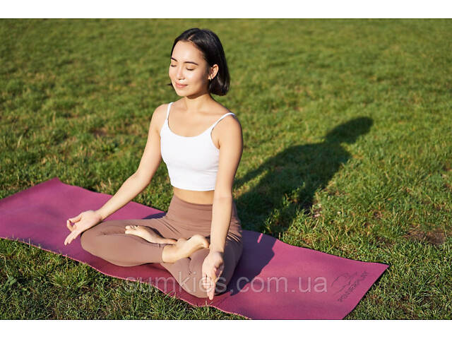 Килимок для йоги та фітнесу PowerPlay 4010 PVC Yoga Mat Рожевий (173x61x0.6) - Фото 9