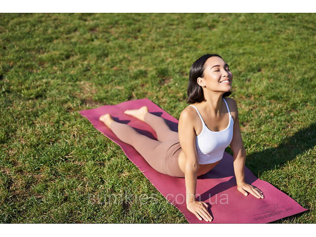 Килимок для йоги та фітнесу PowerPlay 4010 PVC Yoga Mat Рожевий (173x61x0.6) - Фото 10