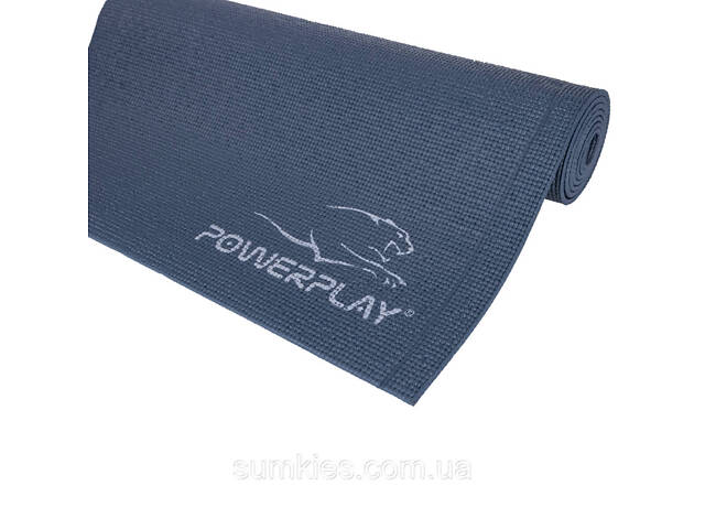 Килимок для йоги та фітнесу PowerPlay 4010 PVC Yoga Mat Темно-синій (173x61x0.6) - Фото 6