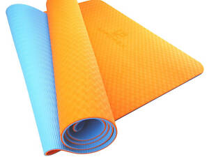 Килимок для йоги та фітнесу U-POWEX TPE Yoga mat Orange/Blue (183х61х0.6)