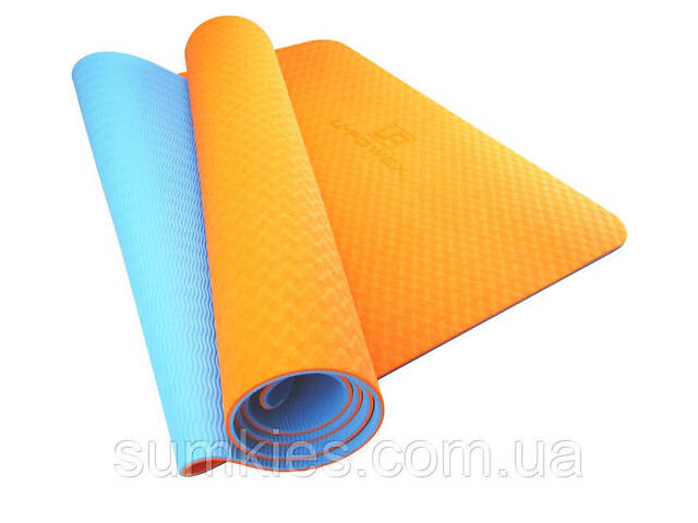 Килимок для йоги та фітнесу U-POWEX TPE Yoga mat Orange/Blue (183х61х0.6) - Фото 1