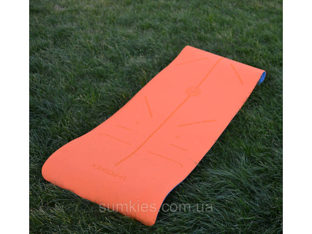 Килимок для йоги та фітнесу U-POWEX TPE Yoga mat Orange/Blue (183х61х0.6) - Фото 8