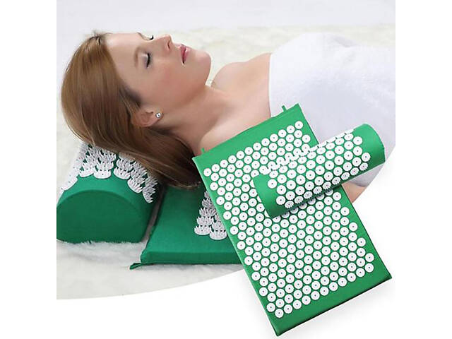 Килимок ортопедичний масажний акупунктурний для йоги з подушкою валиком аплікатор Кузнєцова - Фото 2