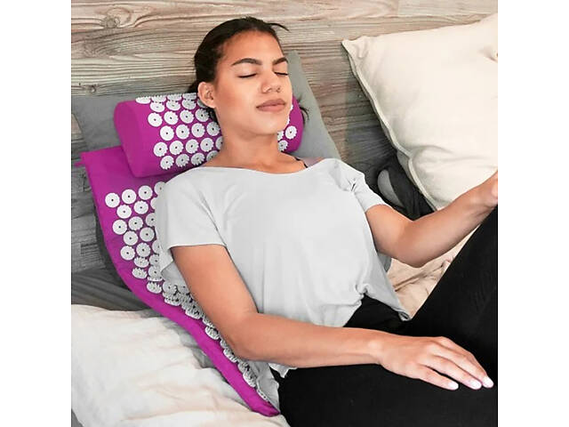 Килимок ортопедичний масажний акупунктурний для йоги з подушкою валиком аплікатор Кузнєцова - Фото 6