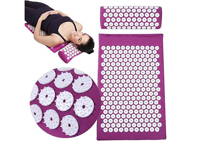 Килимок ортопедичний масажний акупунктурний для йоги з подушкою валиком аплікатор Кузнєцова - Фото 7