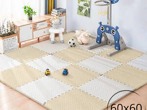 Килимок-пазл підлоговий, термокилимок, без покриття, Eva-піни, 30 пазлів 60*60 см, площа покриття 10,8 м², товщина 1 см, бежевий