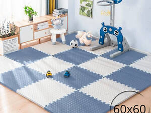 Килимок-пазл підлоговий, термокилимок, без покриття, Eva-піни, 10 пазлів 60*60 см, площа покриття 3,6м², товщина 1 см, синій