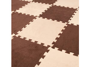Килимок-пазл плюшевий бежево-коричневий 30х30 см 10 шт.