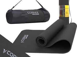 Килимок спортивний Cornix NBR 183 x 61 x 1 cм для йоги та фітнесу XR-0013 Black