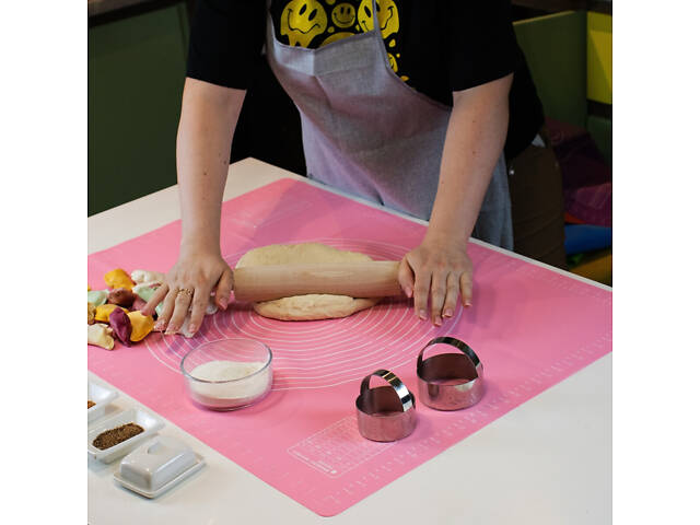 Килимок силіконовий для розкачування тіста та випічки великий 81х61 см Рожевий - Фото 2