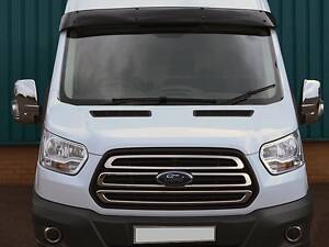 Козирьок на лобове скло (чорний глянець, 5мм) для Ford Transit 2014-2024 рр