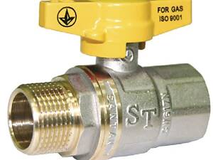 Кран кульовий для газу SANTAN PREMIUM 607, 3/4', зовнішній-внутрішній, жовтий метелик