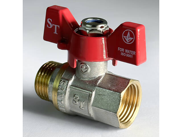 Кран кульовий для води SANTAN 607, 1/2' зовнішній-внутрішній, червоний метелик - Фото 3