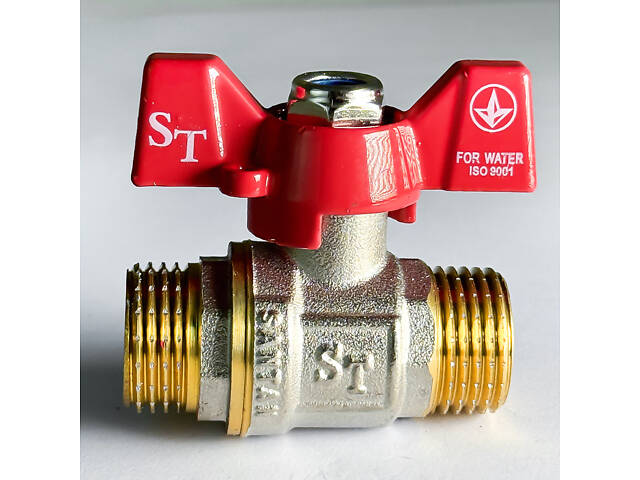 Шаровой кран для воды SANTAN 607, 1/2' внешний-внешний, красный бабочка. - Фото 2