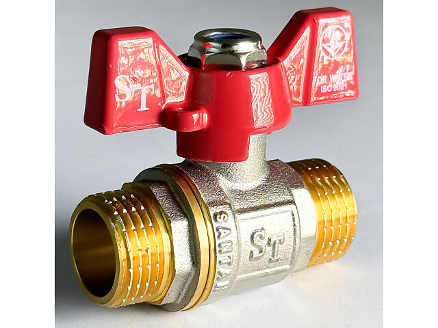 Шаровой кран для воды SANTAN 607, 1/2' внешний-внешний, красный бабочка. - Фото 3