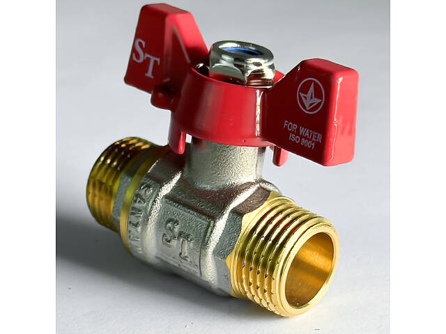 Шаровой кран для воды SANTAN 607, 1/2' внешний-внешний, красный бабочка. - Фото 4