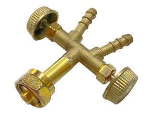 Кран-трійник на балон газовий ATF різьба ліва W21.8мм латунь (ATF-3188)