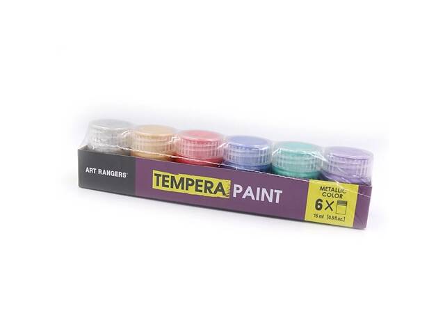 Краски гуашь водорастворимые металлик 6 цветов по 15 мл TEMPERA Pastel ART RANGERS Metallic PT23.06015. A - Фото 1 Краски гуашь водорастворимые металлик 6 цветов по 15 мл TEMPERA Pastel ART RANGERS Metallic PT23.06015. A - Фото 1