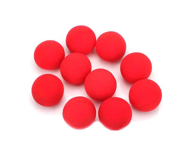 Червоний м'яч-губка для трюків RESTEQ — набір з 10 поролонових м'ячиків для фокусів та ілюзіоністів, діаметр 45 мм. - Фото 2