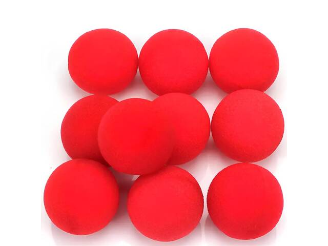Червоний м'яч-губка для трюків RESTEQ — набір з 10 поролонових м'ячиків для фокусів та ілюзіоністів, діаметр 45 мм. - Фото 4