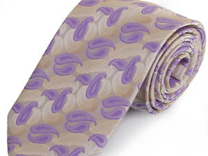 Галстук полиэстеровый стандартный фиолетово-бежевый Schönau (Шонау)-07