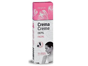 Крем для депиляции лица Deliplus для чувствительной кожи шпатель и успокаивающий гель в наборе 20 мл Creme DEPIL FACIAL