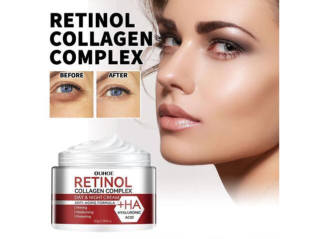 Крем для обличчя OUHOE Retinol 30г. Крем від зморшок OUHOE Retinol. Поживний крем для освітлення та зволоження - Фото 2