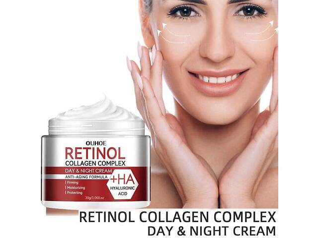 Крем для обличчя OUHOE Retinol 30г. Крем від зморшок OUHOE Retinol. Поживний крем для освітлення та зволоження - Фото 3