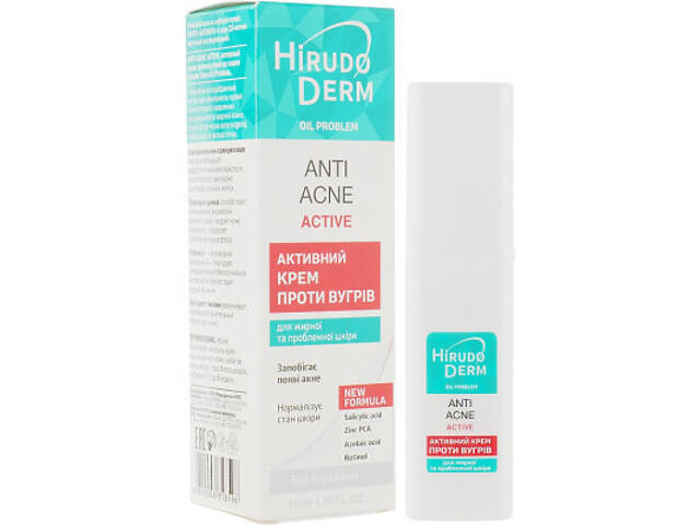 Крем для обличчя Біокон Hirudo Derm Oil Problem Anti-Acne Астиve Активний проти вугрів 50 мл (4820008318596) - Фото 1