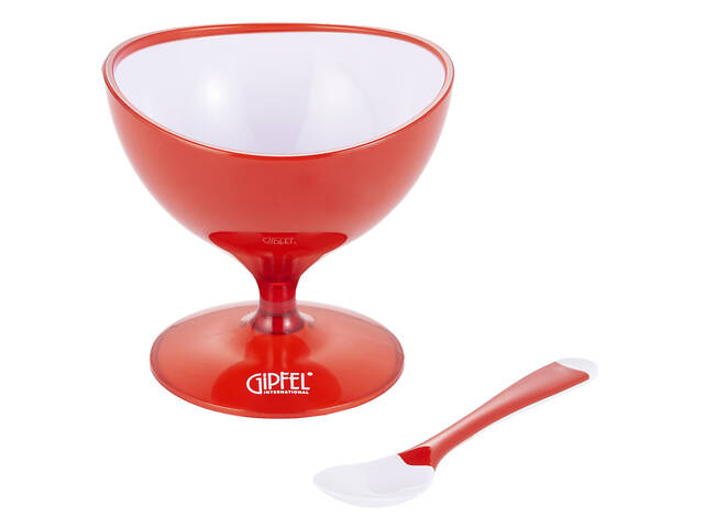 Креманка с ложкой Gipfel Lumino GP-9478 10х10 см красная - Фото 1