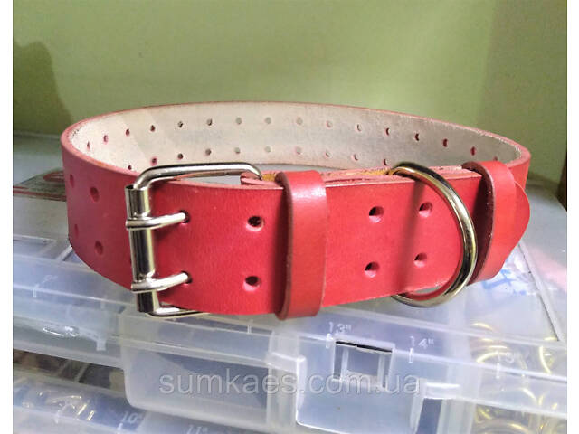 Крепкий надежный ошейник из натуральной кожи 'Lockdog' красный