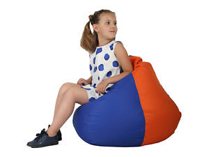 Крісло-мішок Груша Хатка середня Синій з Помаранчевим (підліткова)