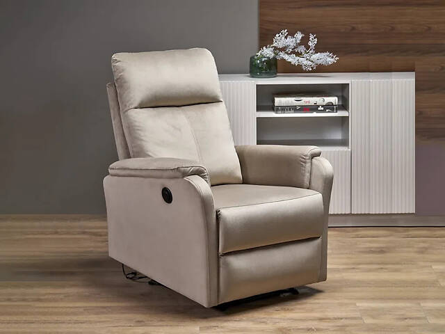 Крісло реклайнер з електроприводом Crocus, бежевий Bluvel 40 - Фото 1