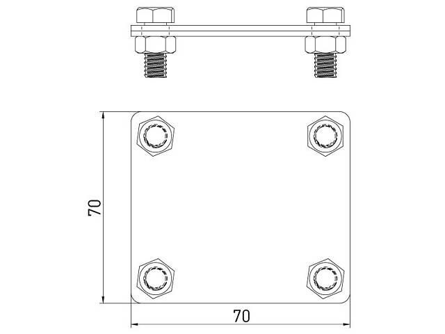 Хрестовий з'єднувач смуга-смуга 70x70мм для плаского провідника 40мм оцинкована сталь [z0020019] E.NEXT - Фото 4