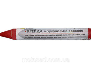 Крейда маркувальна VIROK : червона, 13x120 мм. воскова для різних поверхонь. УП 12 шт.