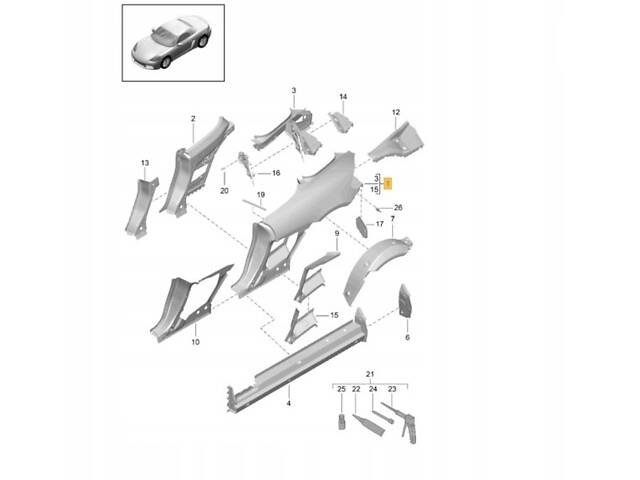 Крило заднє праве Porsche Boxster 718