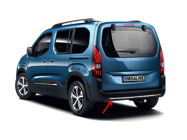 Кромка бампера (нерж.) для Peugeot Partner/Rifter 2019- гг - Фото 1