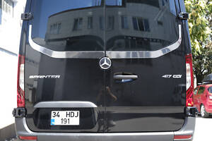 Кромка заднього скла V-2 Carmos (2 шт, нерж) для Mercedes Sprinter W907/W910 2018-2024 рр