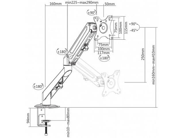 Кронштейн Brateck LDT25-C012 - Фото 6