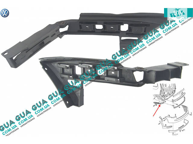 Кронштейн крепления заднего бампера левый 1T0807375A VW / ВОЛЬКС ВАГЕН TOURAN 2003-2010 / ТАУРАН 03-10