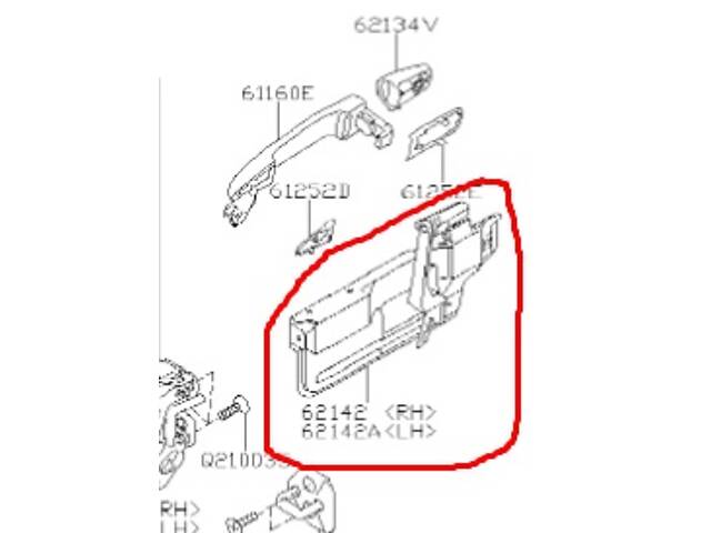 Кронштейн ручки дверной задний левый Subaru Tribeca 62142XA03A