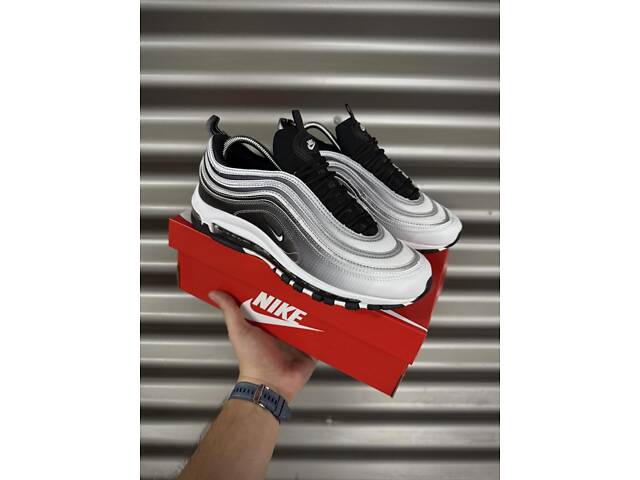 Кросівки Nike Air Max 97 reflective, біло-чорні - Фото 1