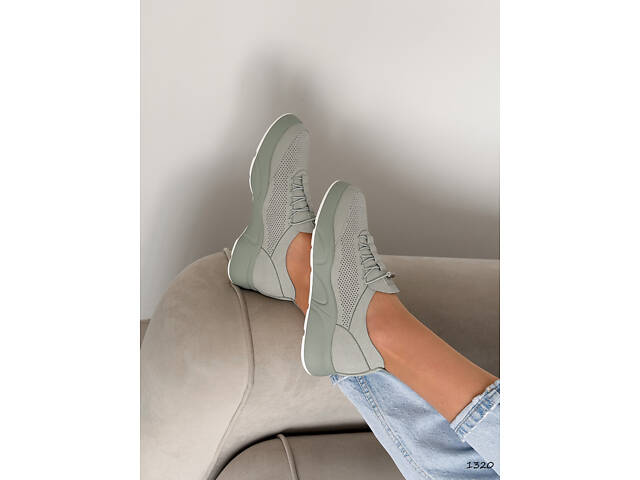 Кросівки жіночі Elli оливкові, натуральна замша 1320 41 - Фото 4