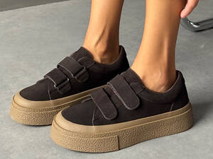 Кроссовки шоколад, натуральная замша, кеды на утолщенной подошве lirity 36,38-41р код 24994 39