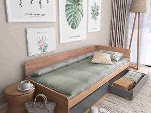 Ліжко 800 з шухлядами 80х190, Дуб крафт золотий, Графіт