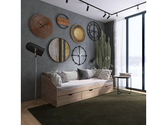 Ліжко односпальне з ящиками Еверест Комфорт 3 193х84х59 см Дуб сонома (DTM-5727) - Фото 3