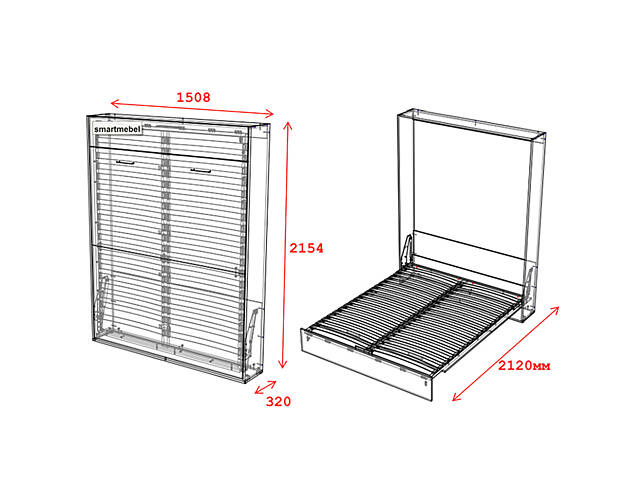 Ліжко-трансформер Art in Head Mitra 1,4 1508x2154x2120 К - Дуб сонома / Ф - Антрацит (SM01130200000) - Фото 5